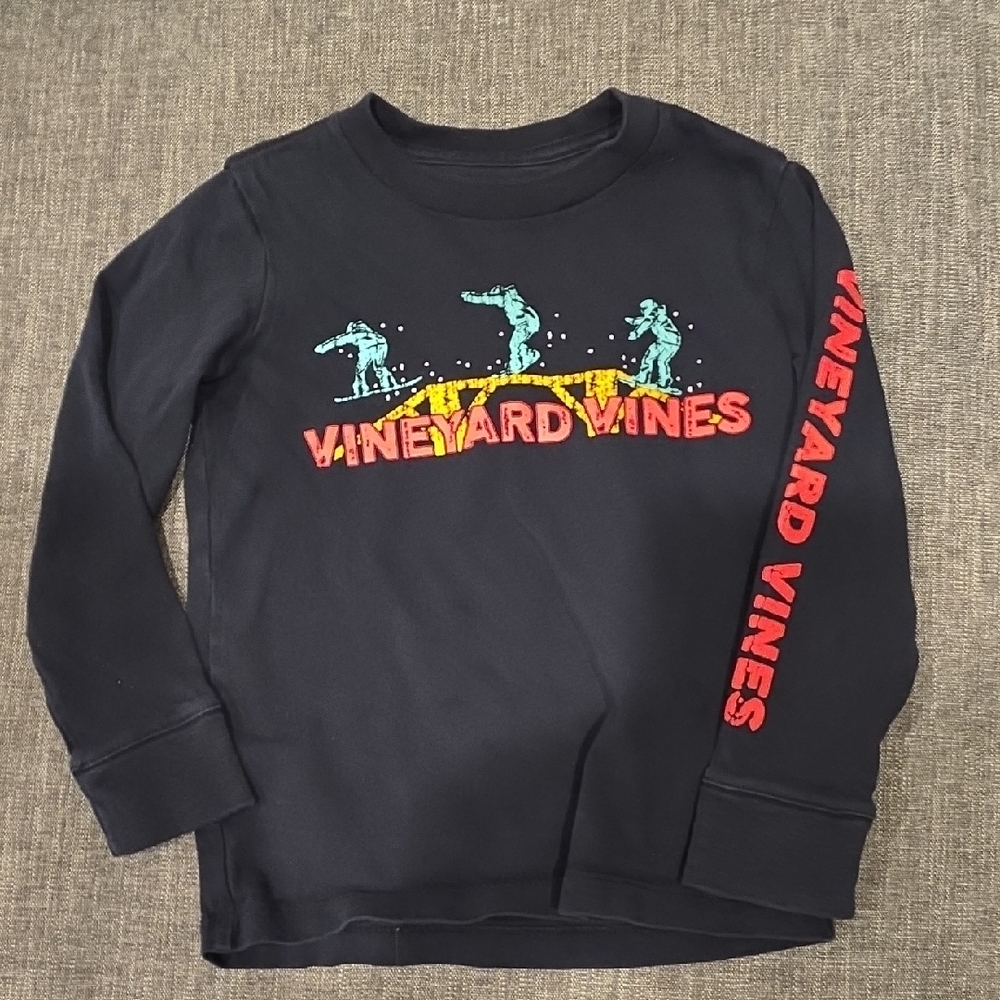 Vineyard Vines Navy Long-Sleeve Surf Graphic Tee